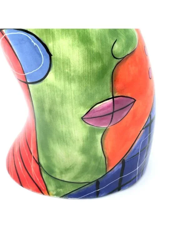 Muzeum Abstract Picasso Inspired Hand Painted Ceramic Candlestick Holder 10" - Picture 11 of 12